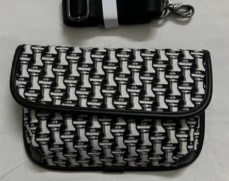 欧美男士帆布单肩包老花复古条纹斜挎男女街头...