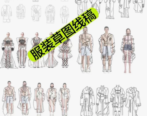 接服装草图线稿款式图 正反面 效果图 图片...