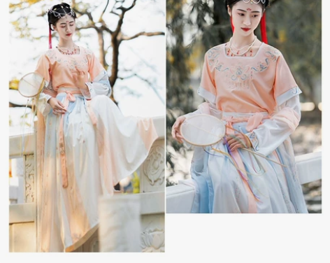 出汉服！！千禧寻坦领齐腰半臂六米 码数：S...