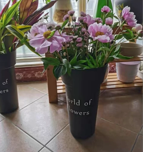 ?薇艺花桶鲜花桶花店专用高档圆形塑料创意装...