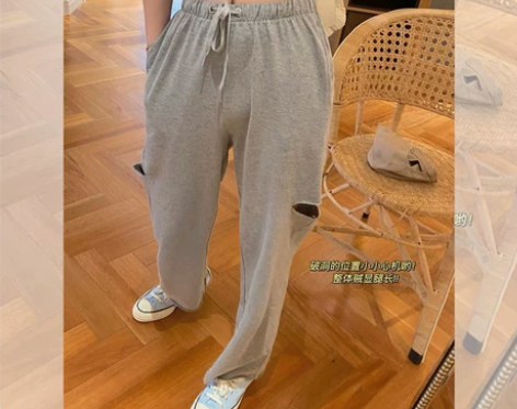 肉完阔腿裤女高腰垂感2021年新款小个子宽...