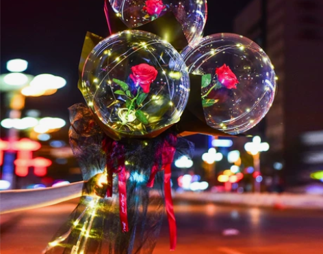 网红玫瑰花波波球发光火爆款透明带灯告白礼物...