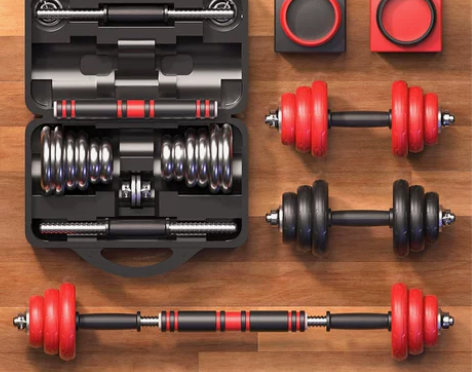 朗威哑铃 男士健身 电镀20公斤杠铃可调节...