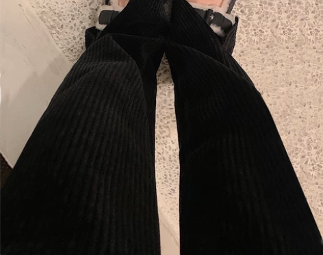 加肥加大码米色灯芯绒阔腿裤女秋冬宽松胖mm...