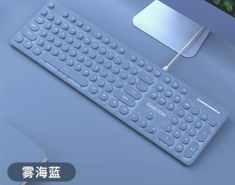 复古朋克机械手感键盘有线静音鼠标三件套女生...
