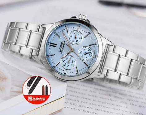 Casio卡西欧手表女蓝色的tpv300l...