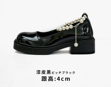 伯爵猫真皮珍珠玛丽珍鞋日系学院风小皮鞋女粗...