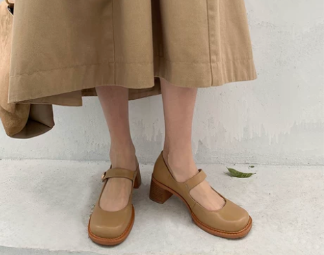 全皮~ 复古中跟粗跟玛丽珍鞋小皮鞋洛丽塔大...