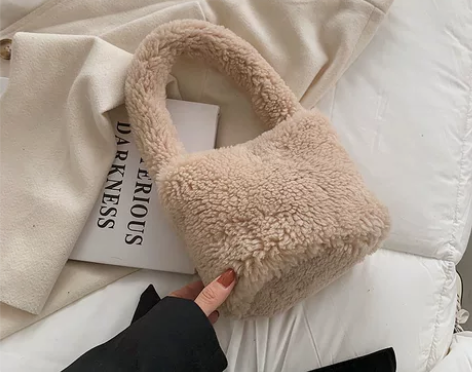 羊羔毛毛绒包包女ins小众2021新款潮时...