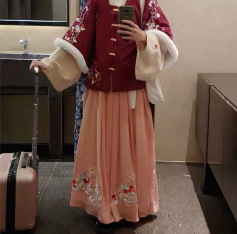 劲合明制过年汉服女原创雪竹对襟比甲半臂加绒...