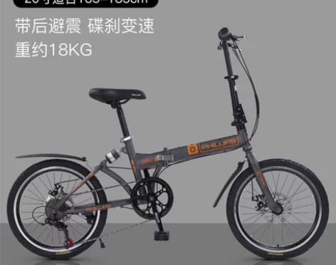 菲利普儿童折叠自行车小男孩女童中大单车5-...