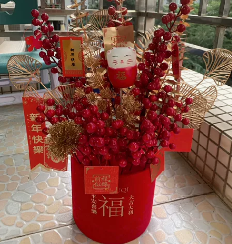 店不开了。特大号全新福桶发财果红果插花新年...