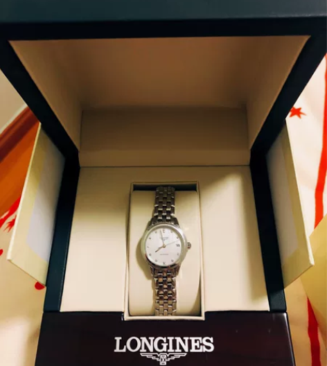 Longines浪琴军旗机械表镶钻钢链手表...