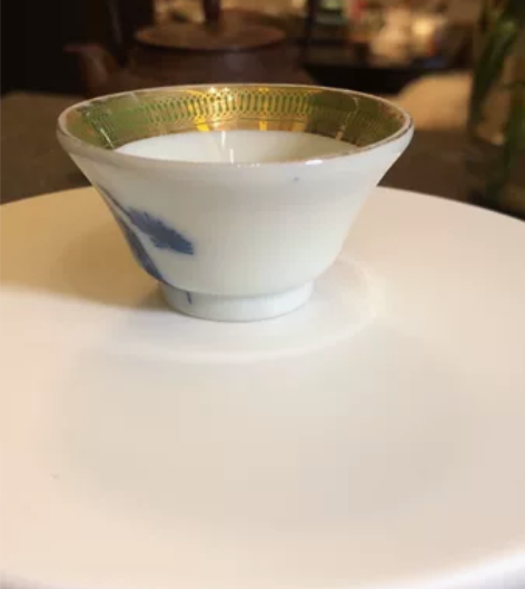 【日本回流】  一只内外绘老主人杯~外绘青...