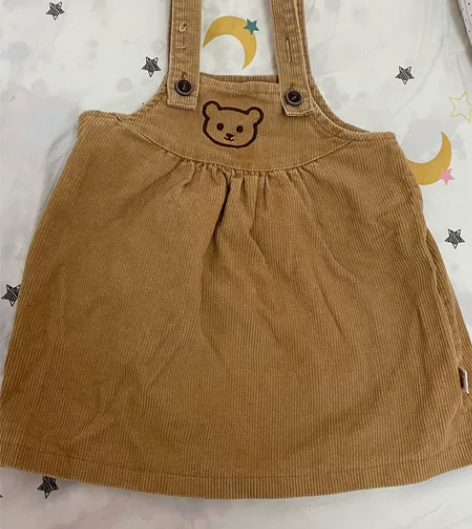 小熊灯芯绒背带裙 80码 实体童装店购入 ...