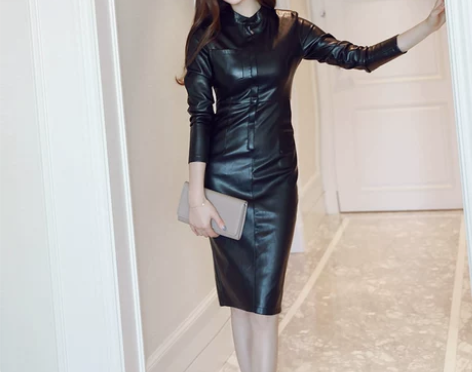 法式复古黑色修身显瘦连衣裙女秋冬新款中长款...