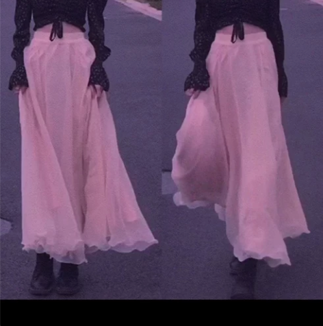 金丝双层雪纺大摆裙 闪闪光泽仙女飘逸半身裙...