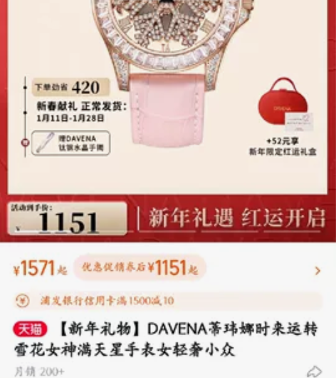DAVENA蒂玮娜雪花手表 正品，送项链手...