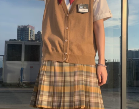 优马L1正版JK制服裙日系学院风高腰格子短...