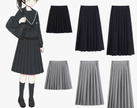 日系长款秋冬JK制服裙学院风校服纯色黑色百...