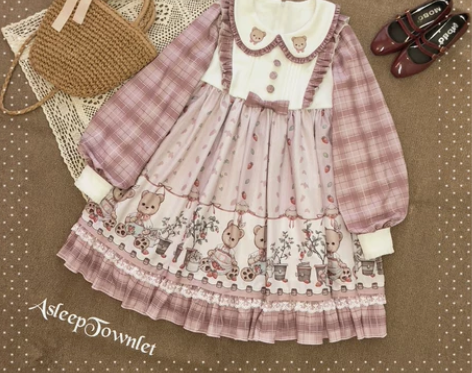 【木偶熊与草莓园】 lolita 格子田园...