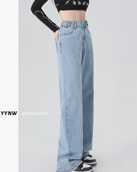 高腰牛仔裤 高腰牛仔裤阔腿裤阔腿女春秋季2...