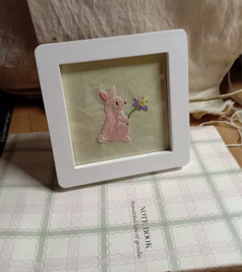 手工刺绣相框装饰摆件迷你实木 外框10.8...