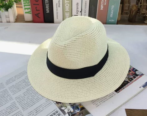 夏季度假沙滩帽女三折边英伦礼帽女中年男夏天...