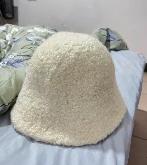 毛绒帽子大头围渔夫帽女秋冬水桶帽素颜遮脸毛...