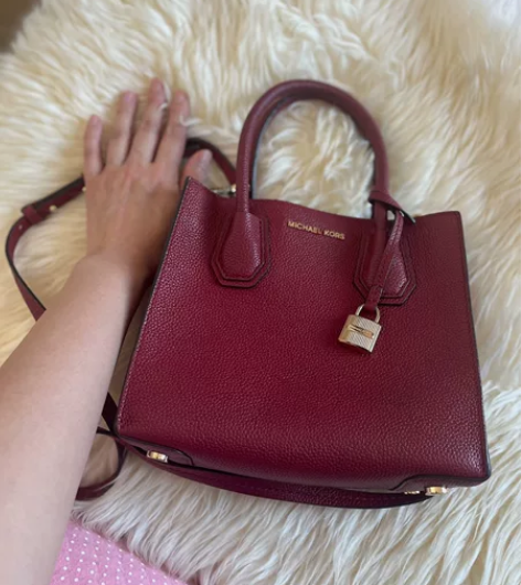 包邮MK小号锁头包 酒红色荔枝纹,百搭款,...