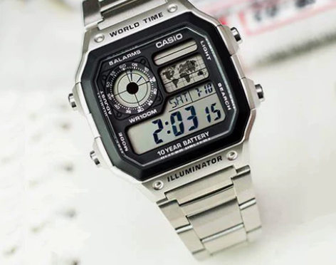 卡西欧复古户外手表小方块钢带时尚运动防水手...