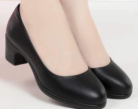 防水台单鞋 粗跟防水台单鞋厚底软底久站酒店...