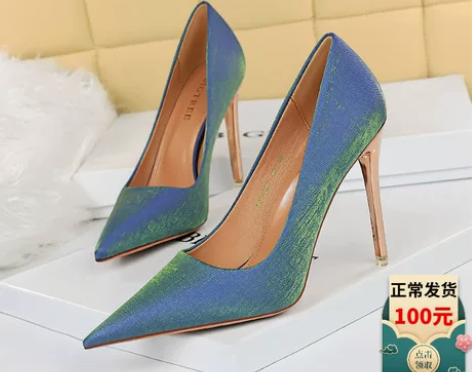 2023春季欧美风性感显瘦细跟超高跟绸缎高...