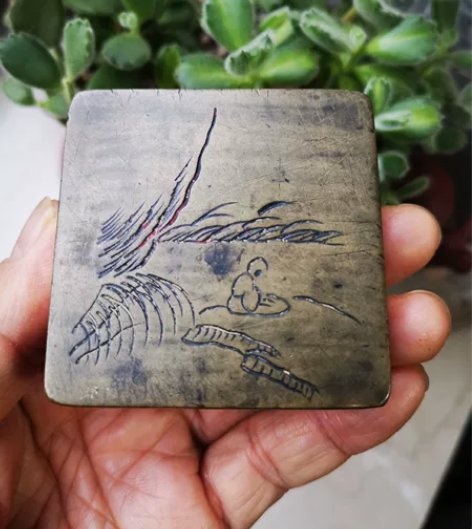 民国高僧打坐冥想铜墨盒稀罕物 尺寸大约6....