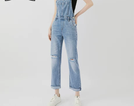 【新品】古田森2019春季新款破洞宽松直筒...
