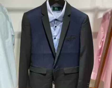 春秋 男士商务休闲 修身版一粒扣拼色羊毛西...