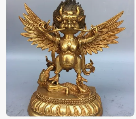 纯铜鎏金大鹏展翅大鹏鸟，工艺精美，造型独特...
