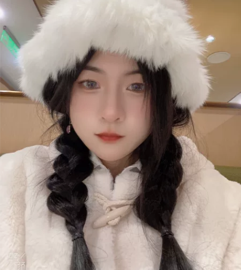 partyme手工店家兔毛帽子冬毛毛白色大...