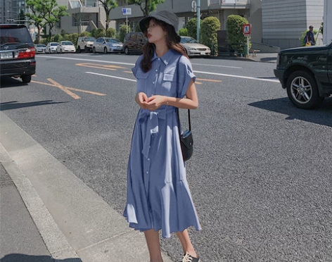 连衣裙夏2020新款裙子收腰女学生egg裙...