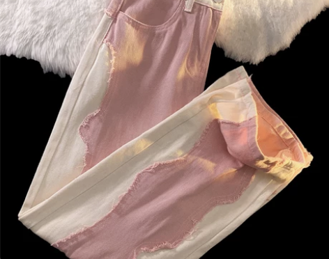 设计感小众牛仔裤女夏季薄款高街ins潮直筒...