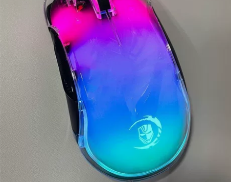 牧马人游戏鼠标七彩透明水晶RGB灯效有线u...