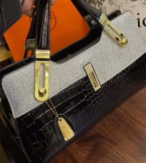 欧美大气包包女质感鳄鱼纹女士手提包，品牌漆...