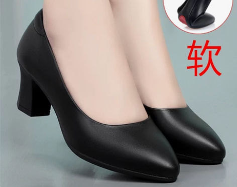 单鞋工作鞋单鞋空姐久站女黑色上班职业气质软...