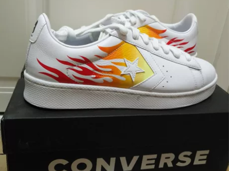 匡威CONVESE白色小猎鸭皮质低帮火焰男...