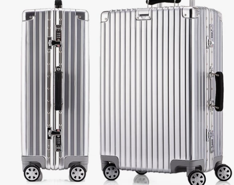 复古铝框行李箱万向轮拉杆箱20登机旅行箱密...