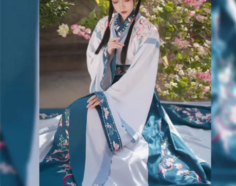 出夕瑶赋春樱赠汉服女正品原创全套交领晋制中...