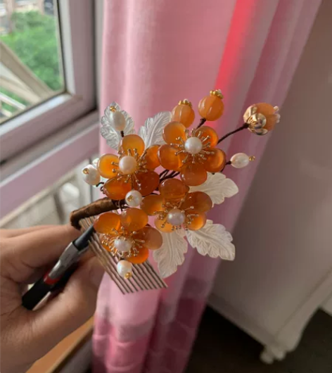 蝶贝玛瑙插梳发簪，上头效果特别好 感兴趣的...