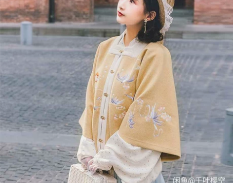 一叶馨香【小鱼儿】汉服方领半袖原创春秋冬毛...