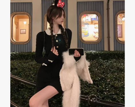 JMSHOP 爱神魔咒 甜辣撞色针织连衣裙...