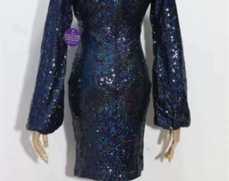 2021春季圆领连衣裙打底裙泡泡袖包臀裙特...